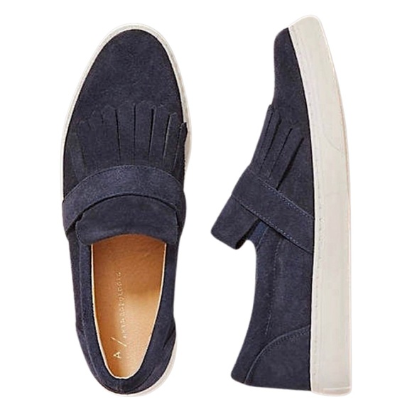 ANTHROPOLOGIE Alanna Kiltie Blue‎ Suede Sneakers - Picture 1 of 6